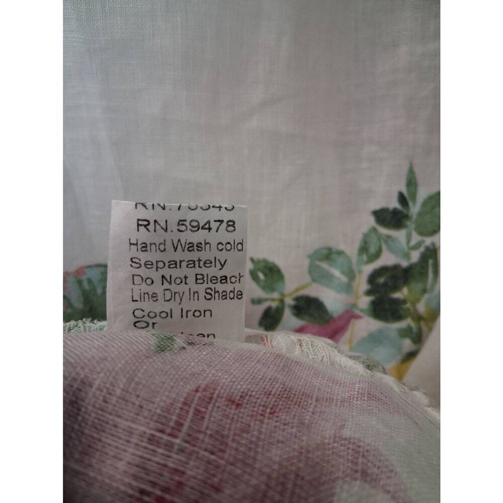 Lungo l'arno womens small shift dress 100% Italian linen white green floral - Picture 9 of 9